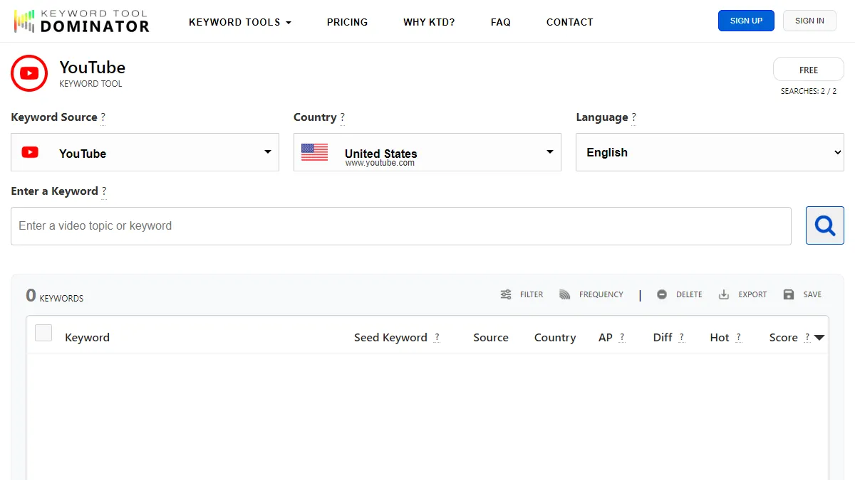 Keyword Tool Dominator YouTube results with Popularity Score