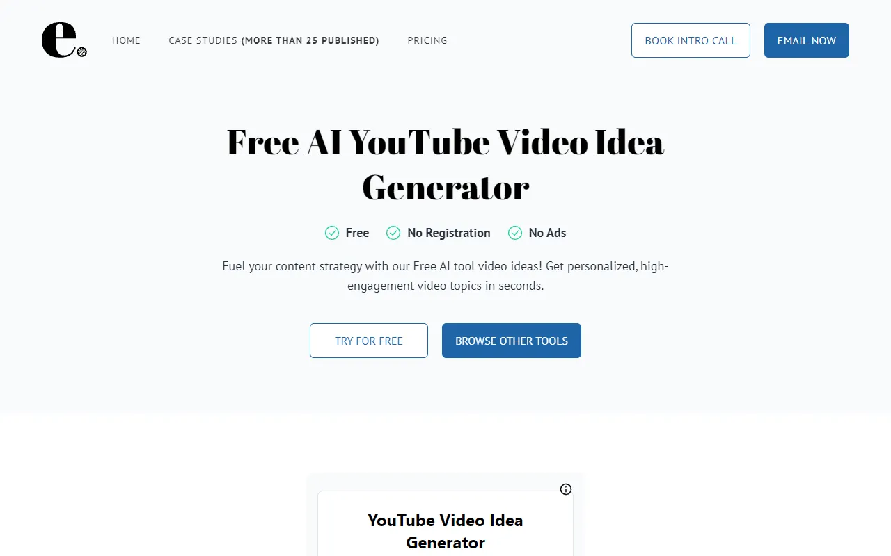 Embarque — AI YouTube video idea generator with input fields