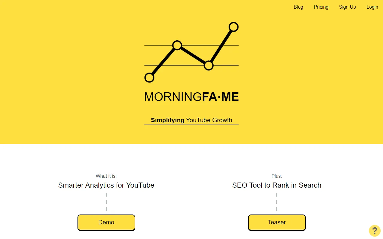 Morningfame YouTube analytics interface