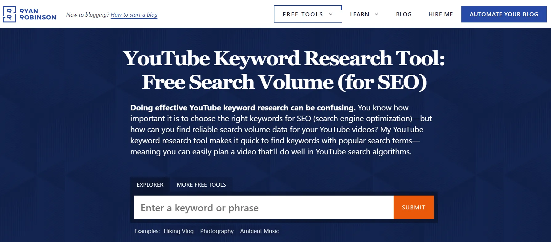 RyRob YouTube Keyword Tool screenshot: long-tail keyword suggestions generated from YouTube autocomplete data