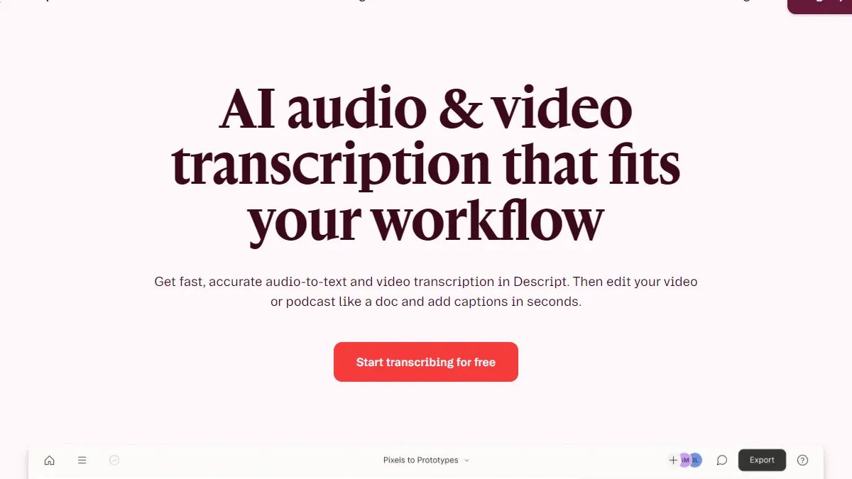 Descript: transcript synchronized with video for deep content teardowns