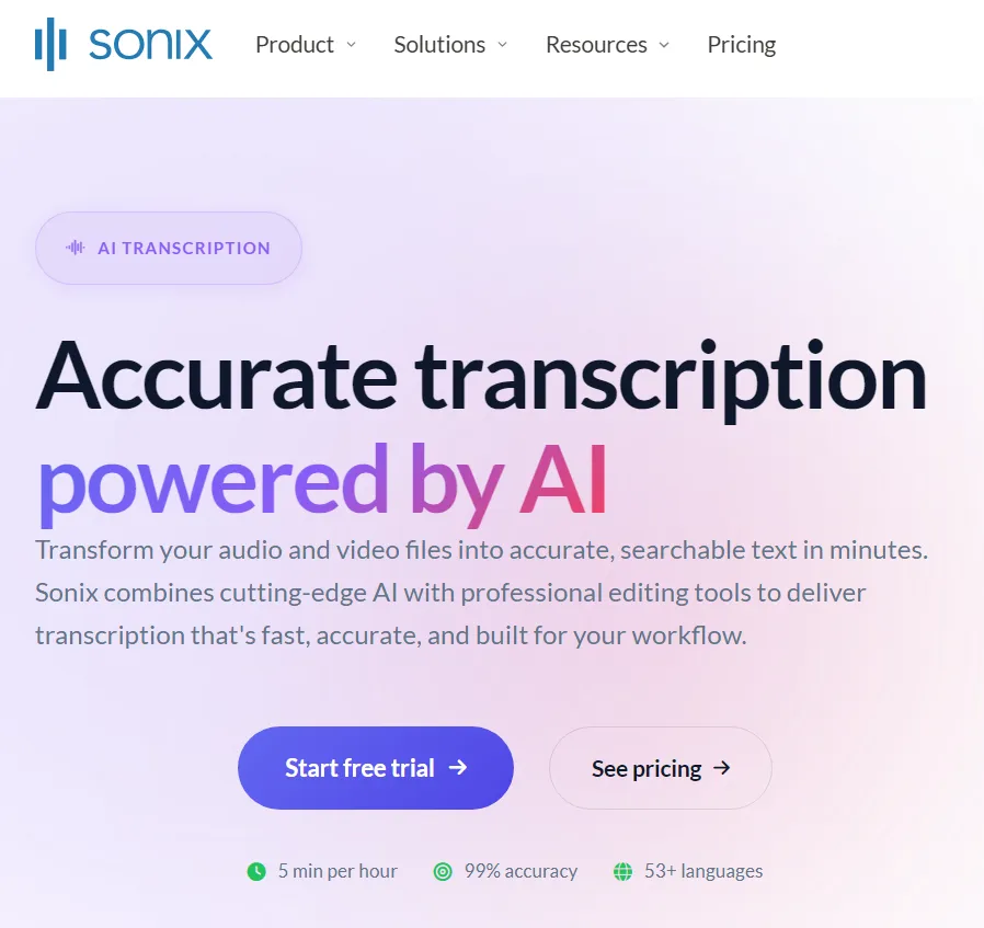 Sonix: AI-powered transcription with rich export options