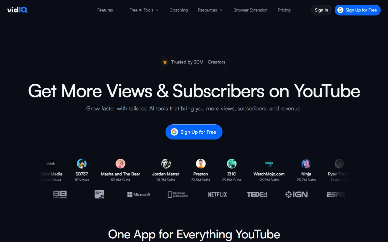 vidIQ YouTube SEO tool interface